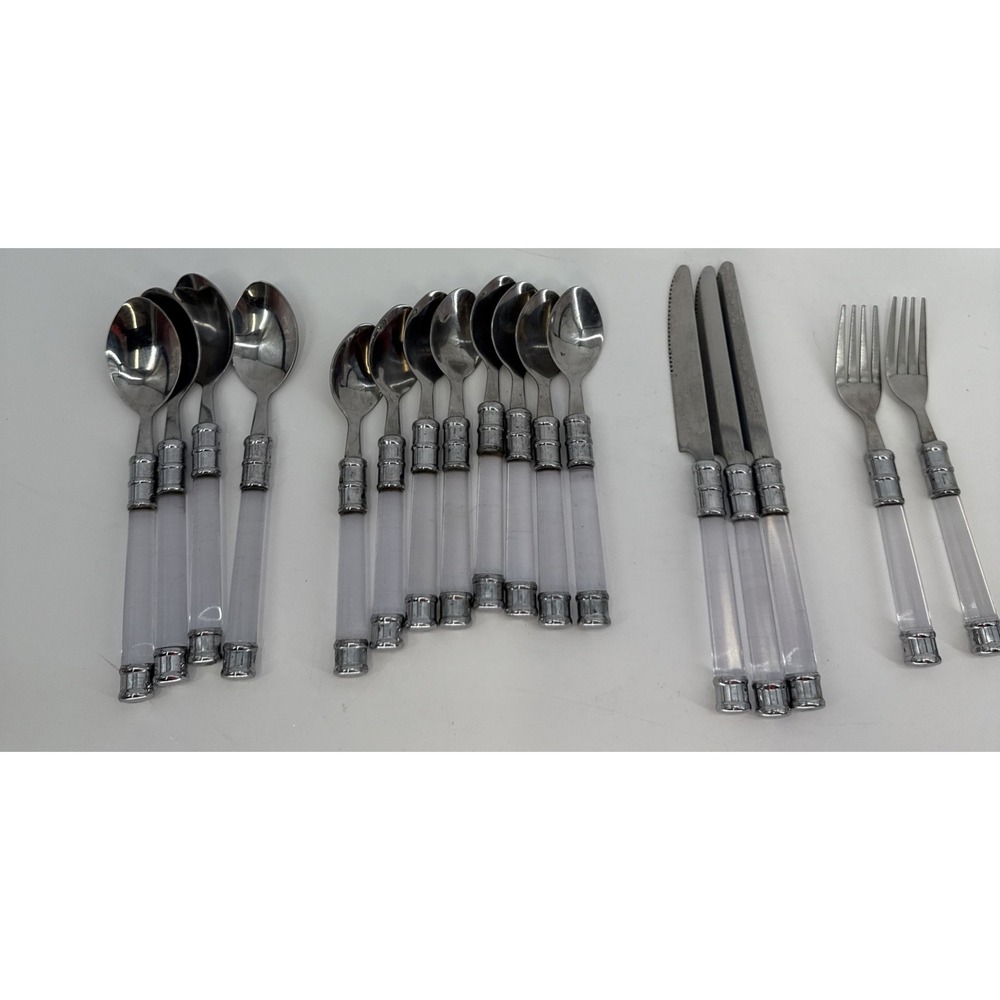 Cambridge‎ Duplex Clear Acrylic Lucite Flatware Set Of 17 Pc